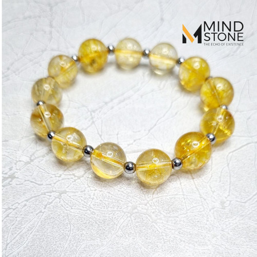 دستبند سیترین و حدید با مهره سایز 12