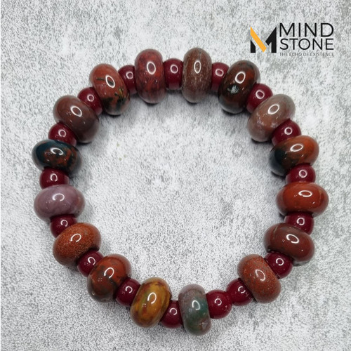 دستبند 14 میل تراش خاص جاسپر سرخ وعقیق سرخ
