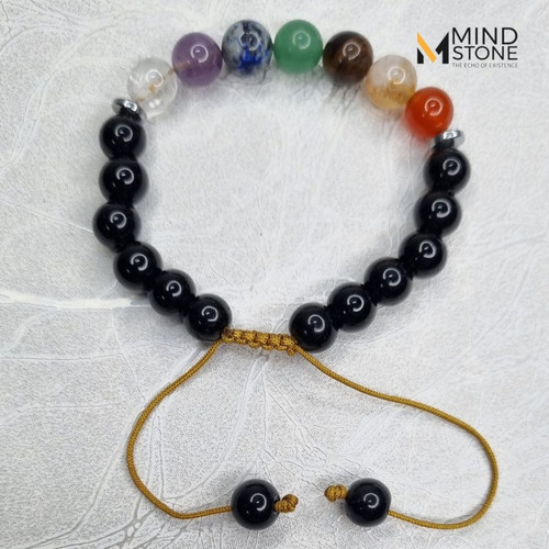 دستبند هفتچاکرا و اونیکس سیاه مهره سایز 8
