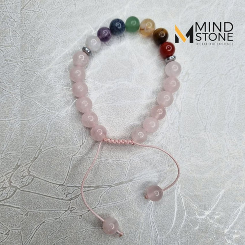 دستبند هفت چاکرا و رزکوارتز
