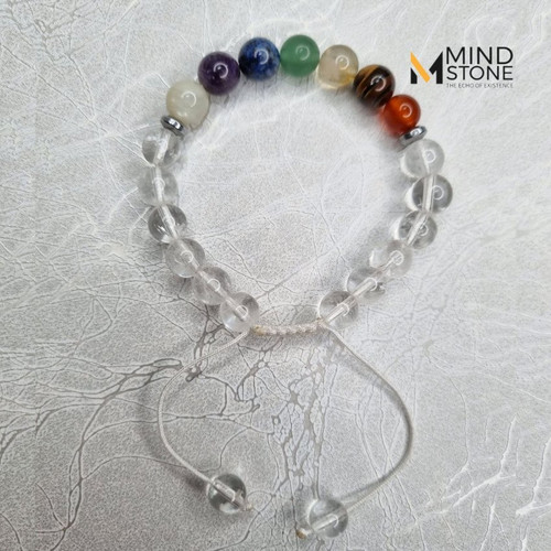 دستبند هفت چاکرا و کریستال کوارتز