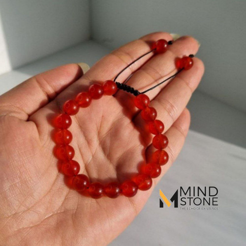 دستبند تمام سنگ عقیق سرخ ساده