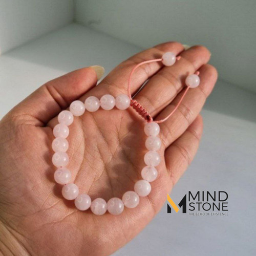 دستبند تمام سنگ رزکوارتز ساده