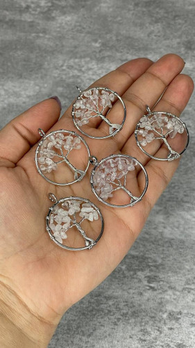 مدال درخت زندگی 3 سانتی کریستال کوارتز