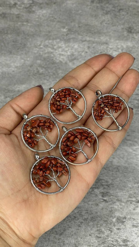 مدال درخت زندگی 3 سانتی جاسپر سرخ