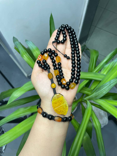 نیم ست سنگ اونیکس و عقیق نارنجی