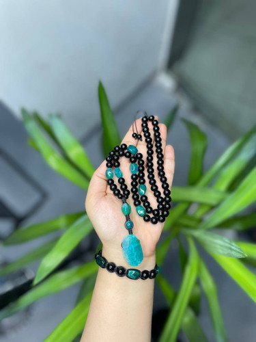 نیم ست سنگ اونیکس و عقیق سبز