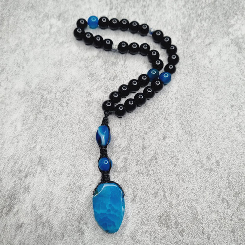 تسبیح محرم سنگ عقیق (آبی)